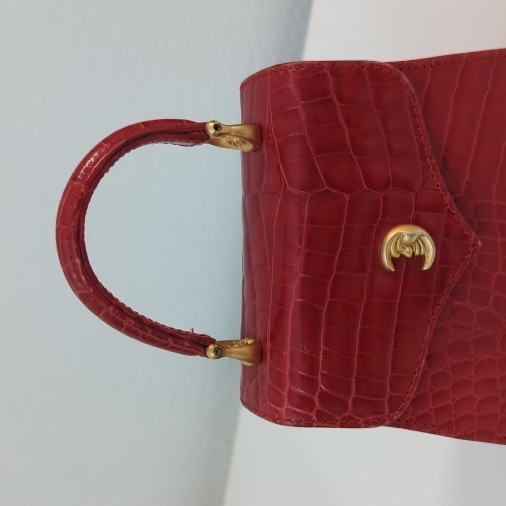 Vintage Vicenza Moon Face Mini Purse Crossbody Red leather retro astrology - Picture 9 of 14